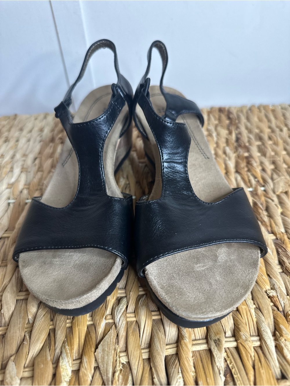 Naturalizer Black T-Strap Slingback Sandals